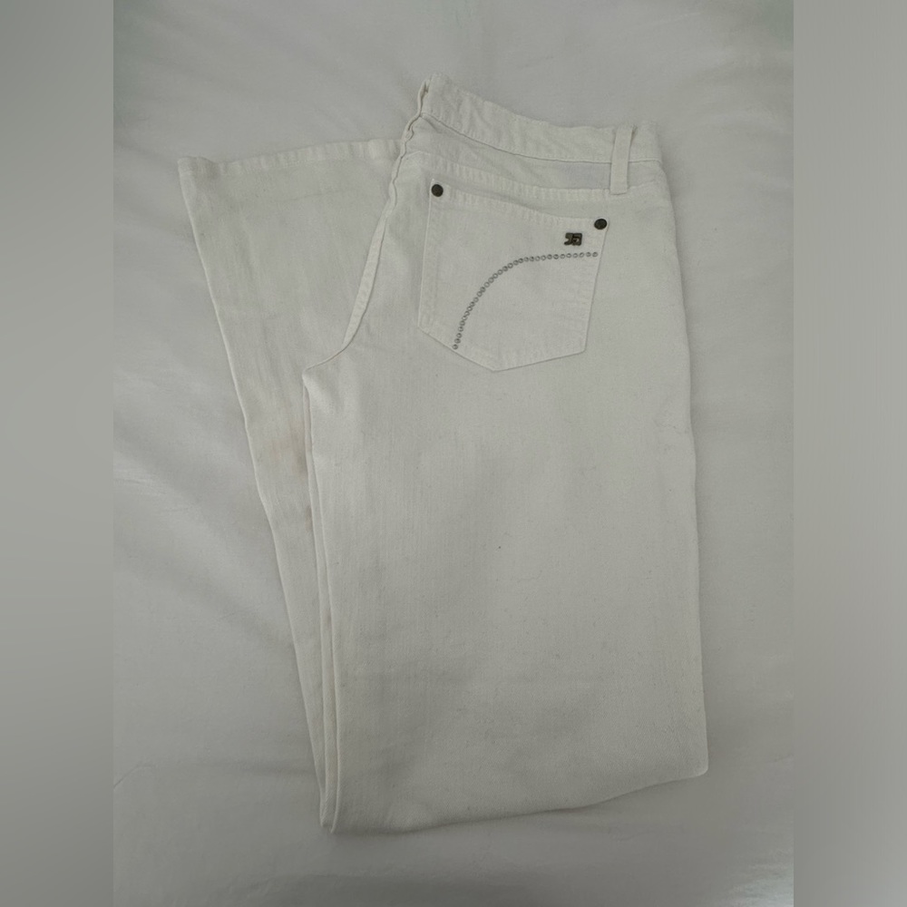 Joe’s Jeans White Provocateur Fit/Jenny Wash w/ embellished stones pockets29x30